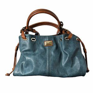 Simply Noelle Large Blue Bayoux PU Leather Satchel - EUC